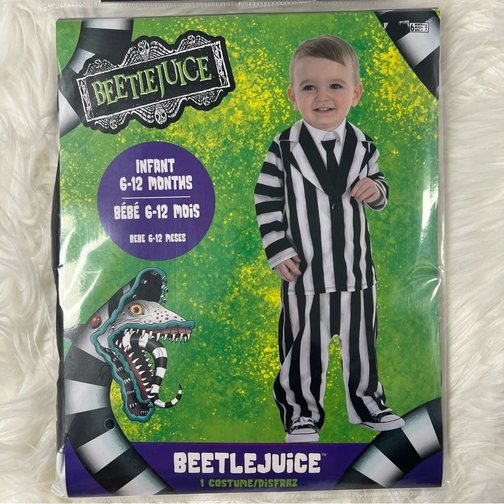 Beetlejuice Infant Costume NEW - Black and White 6-12 months